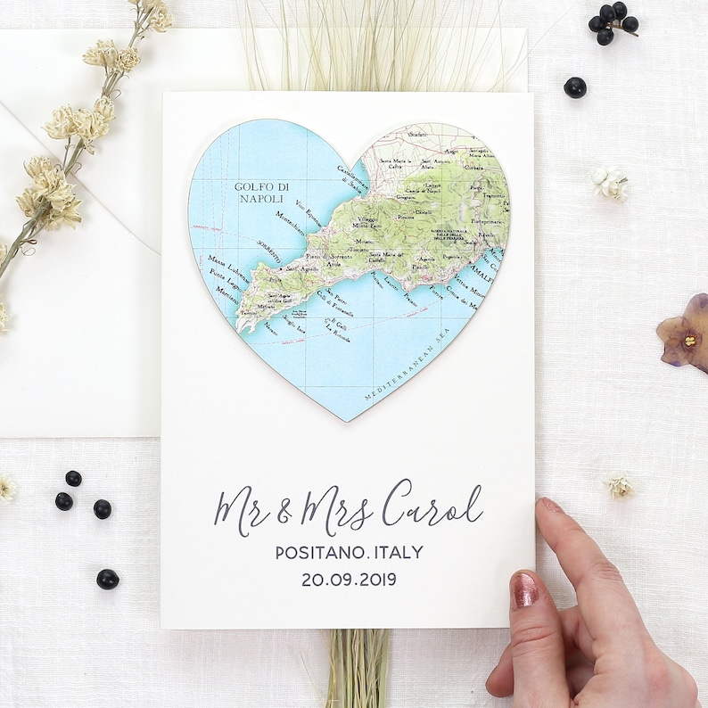 Custom Map Engagement Card, Personalised Got Engaged Couples Card, Personalized Luxury Greetings Card For a couple, Romantic Card image 7