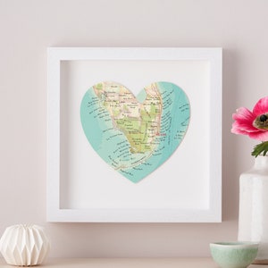 Kaart Miami en Florida Keys, Miami kaart hartafdruk, reiscadeau koppels, kunst aan de muur, cadeau voor echtgenoot