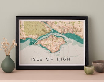 Isle Of Wight Map, Isle Of Wight Poster Print, Isle Of Wight Wall Art, Wall Art Decor, gallery Wall Art, UK Holiday Gift, Travel Map Print