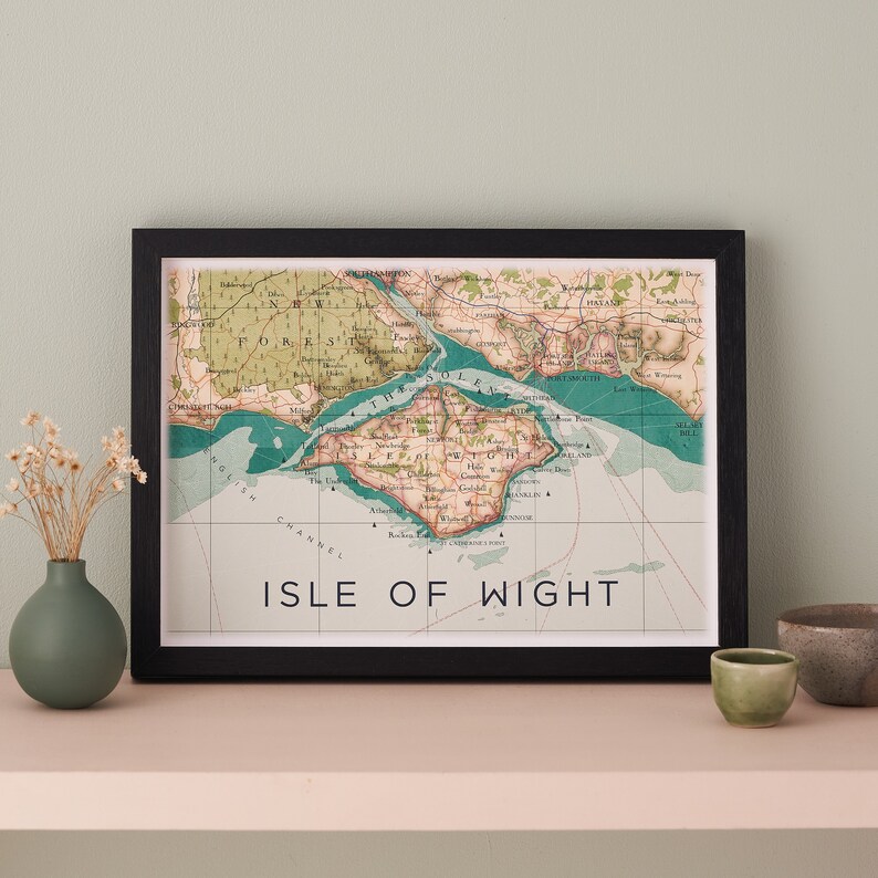 Isle Of Wight Map, Isle Of Wight Poster Print, Isle Of Wight Wall Art, Wall Art Decor, gallery Wall Art, UK Holiday Gift, Travel Map Print image 1