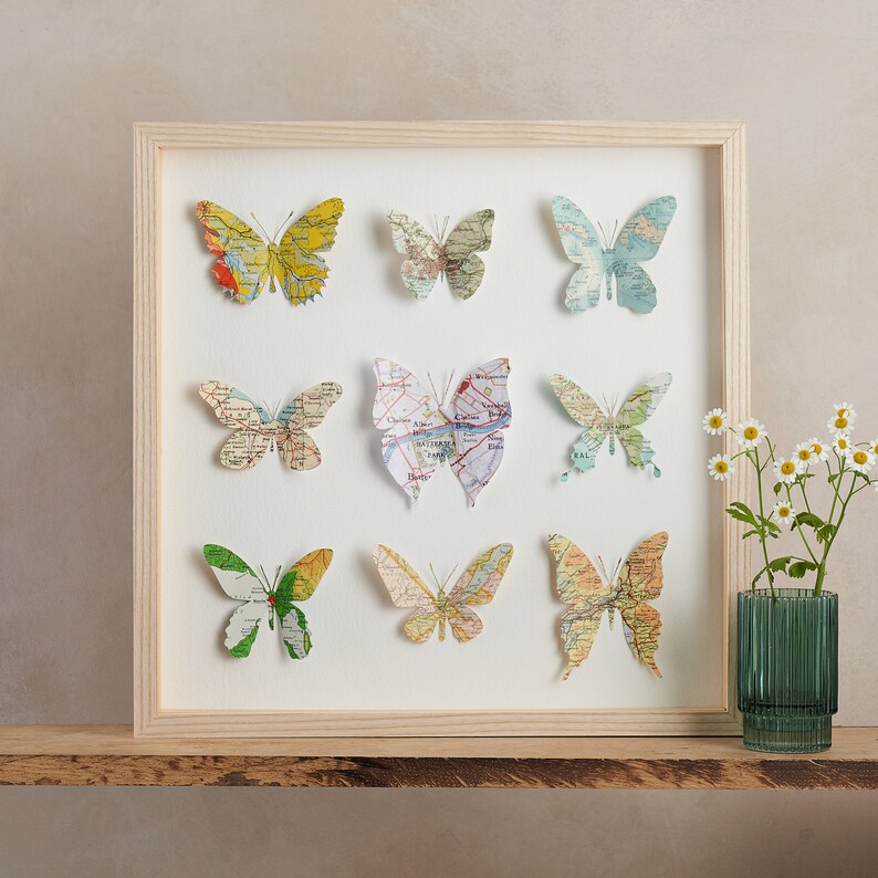 Papercut Butterfly Art, Original 3D Wall Art, Custom Map Gift ...