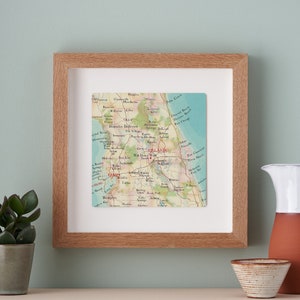 Orlando Florida kaart, Orlando kaart print, kunst aan de muur decor, klaar om op te hangen Wall Art Print, reiscadeaus voor hem, cadeau voor man