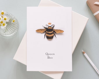 Personalised Well Done Card, Queen Bee Congratulations card, Best Friend Card, Greetings Card For Her, Handmade Papercut Well Done Card,