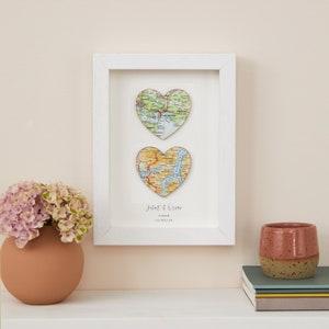 Valentinstag Geschenk für Sie, zwei benutzerdefinierte Karte Herzen, Wand Kunst Druck Romantisches Geschenk für Sie, Geschenk für Sie, Verlobung Geschenk