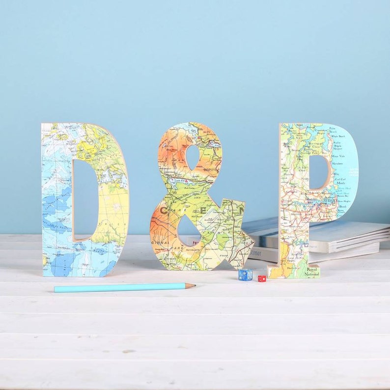 Set of three personalised location map letters initials wedding cake topper engagement decor wedding decor image 8