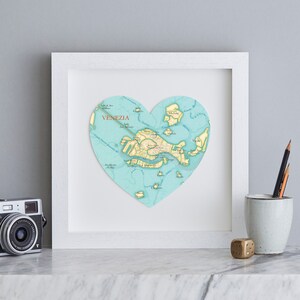 Impressão de decoração de parede de coração de mapa de Veneza Itália, arte de parede de mapa de Veneza, impressão de mapa de cidade emoldurada, impressão de coração de mapa personalizado, presente de casa para casais
