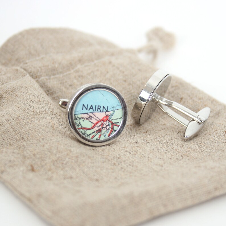 Gift For Him, Map Cufflinks, Custom Map Gift, Groomsmen Gift, Personalized Wedding Cufflinks, Customized Unique Cufflinks groom gift image 6