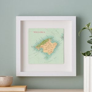 Mallorca gerahmt Karte Druck, Hochzeitstag Geschenk für ein Paar, Balearen Karte Wandkunst
