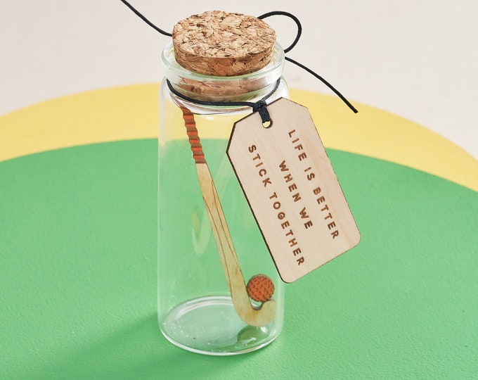 Personalised Hockey Gift For Him, Keepsake Message Bottle Birthday Gift For Men, Personalised Sport Gift