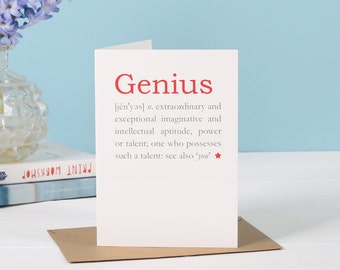 Congratulations On Graduating Card, Genius Definition College Graduation Greetings Card, Well Done Card, Personalised Graduation Card