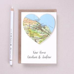 Biglietto per la nuova casa - Biglietto d'auguri per l'inaugurazione della casa con mappa personalizzata a forma di cuore - Biglietto per una coppia o una famiglia - Biglietto d'auguri per trasloco