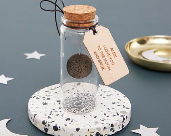 Moon & Back Mothers Day Message Bottle Gift - A Shimmery Moon In A Glass Bottle With Personalised Message, For Mum, Gift For her