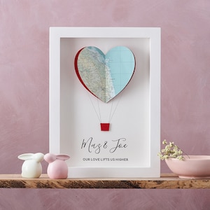 Carte personnalisée Impression de montgolfière Cadeau de la Saint-Valentin, Carte A5 Art mural, Cadeau romantique pour un couple