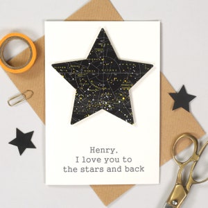 Love you to the stars Valentines greetings card personalized romantic valentine card for wife or husband constellations greeting card image 1