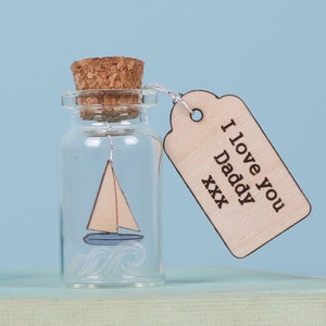 Sailing Boat Keepsake Message Bottle for him, Nautical Birthday Gift for men, Gift For Fathers Day, Boyfriend or Husband Gift image 3