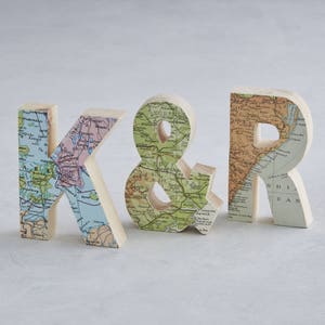 Set of three personalised location map letters initials wedding cake topper engagement decor wedding decor image 1