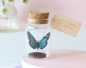 Memorial Gift, Butterfly Sympathy Gift, Gifts for Her, Keepsake Gift For a Funeral, Personalised Message Bottle Ornament