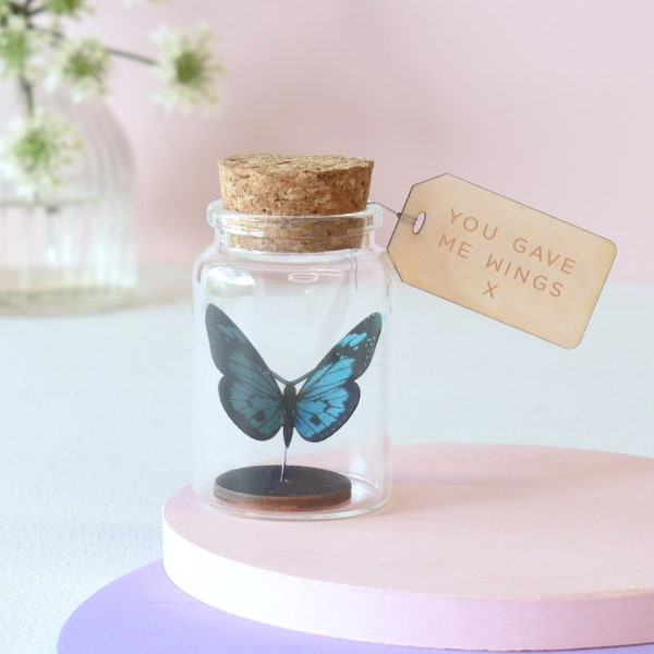 Butterfly Valentine's Day Gift, Gifts for Her, Romantic Keepsake Gift For Women, Personalised Message Bottle Ornament, Gifts for women