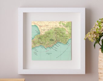 Amalfi Positano Wall Art Map, Wedding Anniversary Wall Art Gift, Framed Map Gift for a Couple