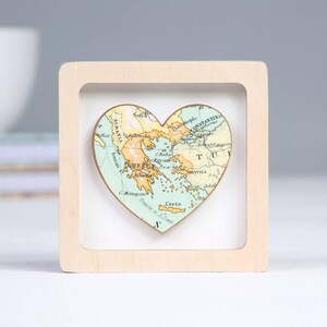 Custom Map Heart Print Miniature Frame- Romantic Valentine, Anniversary & Wedding Keepsake Gift For Him- Personalised Map Print image 6