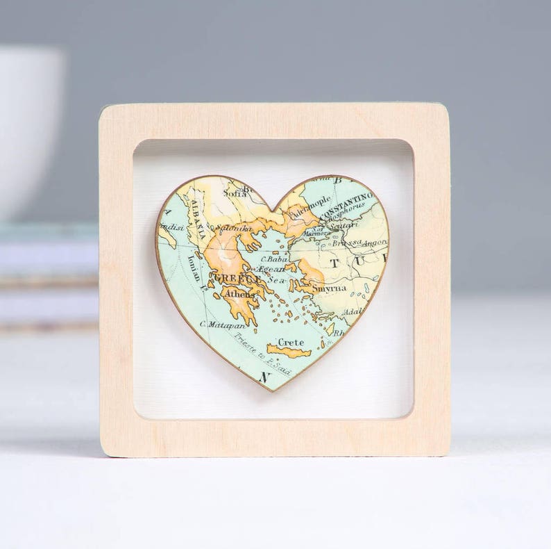 Custom Map Heart Print Miniature Frame- Romantic Valentine, Anniversary & Wedding Keepsake Gift For Him- Personalised Map Print image 6