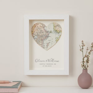 Custom Map Wedding Anniversary Card, Luxury Map Heart Card, Romantic Wedding Card for A Couple, Map wedding Card, Wedding Gift image 10