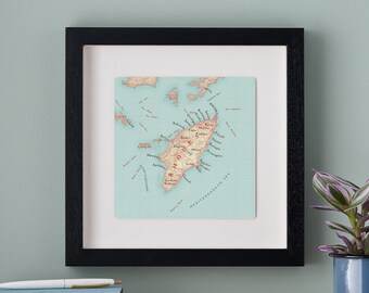 Rhodes Greece Map Print, Wall Art, 3D Papercut Map, Travel Gift, Greece Islands Map Print, Family Holiday Travel Gift