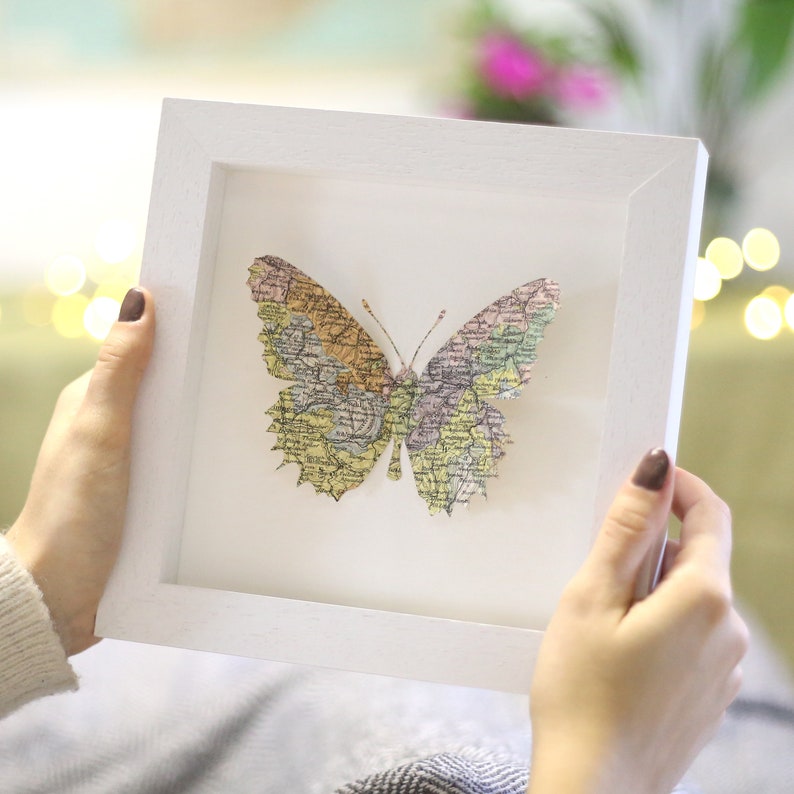 Butterfly Wall Art Valentines Gift Custom Map Personalized 3D Butterfly Wall Art Personalised Gift For Girlfriend image 5
