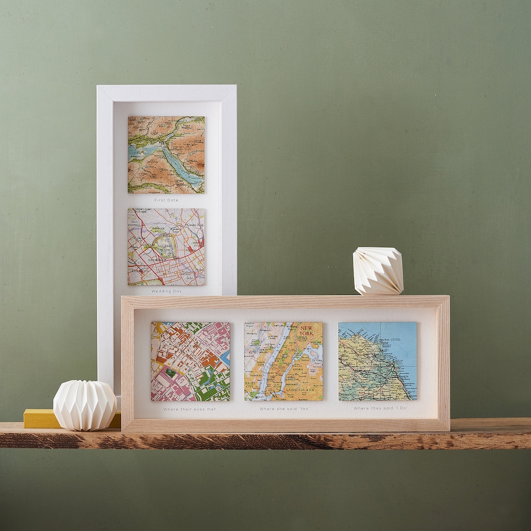 Custom Map Wall Art Three Custom Map Square Print Etsy