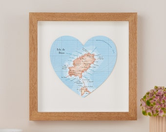 Ibiza Map Heart Art Print - Illustrated Honeymoon Map of Ibiza in