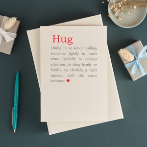 Hug In The Post Definition Greetings Card - Personalised Hug - Missing You In Lockdown Card, Thinking Of You Card For Mum Or Grandma