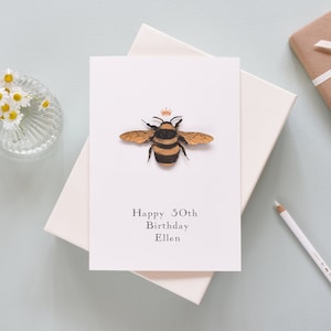 Personalisierte 30. Geburtstagskarte, Queen Bee Geburtstagskarte, Luxus Bienen karte, Geburtstagskarte für Sie, Papierschnitt Geburtstagskarte, handgemachte Karte