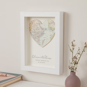 Custom Map Wedding Anniversary Card, Luxury Map Heart Card, Romantic Wedding Card for A Couple, Map wedding Card, Wedding Gift image 2