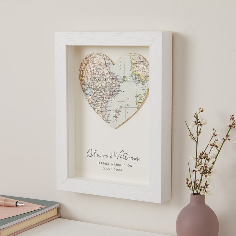 Custom Map Wedding Anniversary Card, Luxury Map Heart Card, Romantic Wedding Card for A Couple, Map wedding Card, Wedding Gift image 2