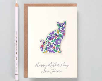 Cat Mothers Day Greetings Card - Personalised Card For Mum Or Mom - Personalized Birthday Greetings Card For Her