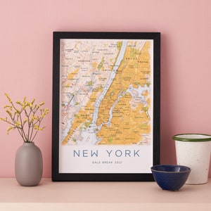 GERAHMT New York Poster, personalisierte Manhattan NY Wandkunst Dekor, Galerie Wand Poster Druck, Manhattan Poster, New York Reisegeschenk