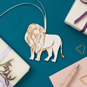 Lion Hanging Ornament, Lion Birthday Decoration, For a Boy, Jungle Animal Keepsake, Personalised Custom Gift, New Baby Name Ornament