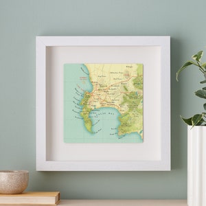 Impresión enmarcada de mapa de Ciudad del Cabo, regalo de arte mural para una pareja, arte mural de galería, regalo de mapa de Sudáfrica