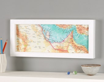Personalized Map Wall Art - UAE, Dubai, Qatar Middle East Hand Drawn Map Print -  Map Print - Gift For Him