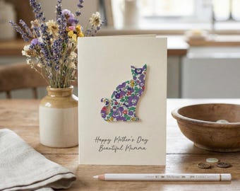 Mother's Day Liberty print Greetings Card, Personalised Card For Mum Or Mom