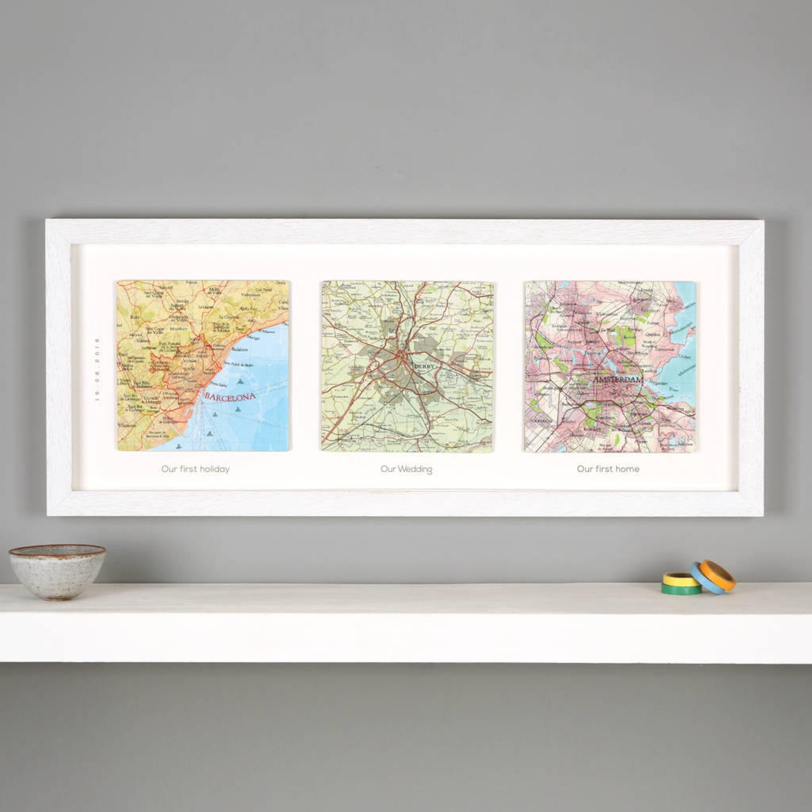 Custom Map Wall Art Three Custom Map Square Print Personalized
