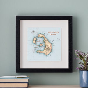 Santorini Karte Druck, Wandkunst Geschenk, Griechische Inseln Karte, Galerie Wandkunst