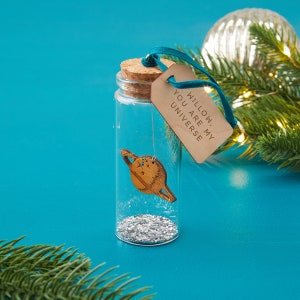 Gifts For Him, Universe Christmas Tree Ornament, Universe Space Gift, Personalised Message Bottle, Tree Decoration, Romantic Gift image 2