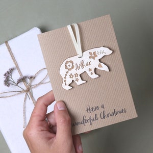 Personalisierte Eisbär Weihnachtskarte - personalisierte neue Babykarte - erste Weihnachtskarte - Andenken Geschenk