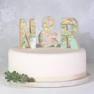 Set of three personalised location map letters initials wedding cake topper engagement decor wedding decor image 7