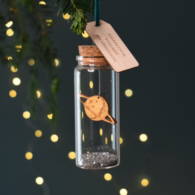 Gifts For Him, Universe Christmas Tree Ornament, Universe Space Gift, Personalised Message Bottle, Tree Decoration, Romantic Gift image 3