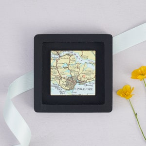 Moldura quadrada em miniatura com impressão de mapa personalizado - arte de parede personalizada, presente de dia dos pais para pai ou marido