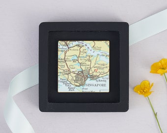 Custom Map print miniature square frame - personalized wall art Father's day gift for Dad or Husband