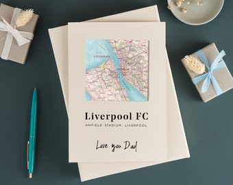 Fathers Day card, Custom Map Football Club Card for Dad, Personalised Sports Card