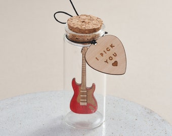 Valentines gift for him, Personalised Guitar Keepsake Message Bottle, Romantic Gift For Him, Gift For Boyfriend